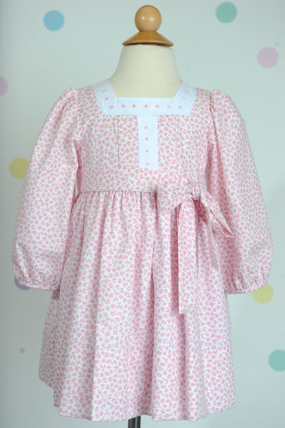 Square Neck Dress in Pink Flowers