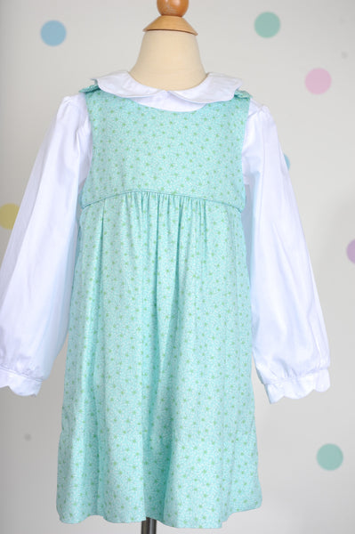 Girl Basic Peter Pan Collar in 100% White Cotton w/ White Dots