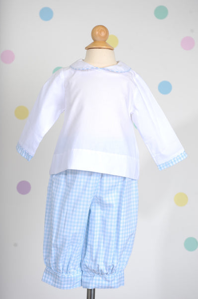 Boy Bubble Pant in Pastel Blue Gingham