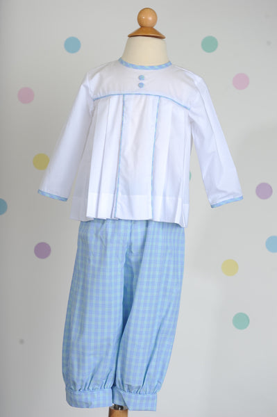 Boy Bubble Pant in Blue/Green Plaid