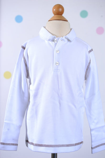 Longsleeve Polo with Brown Stitching