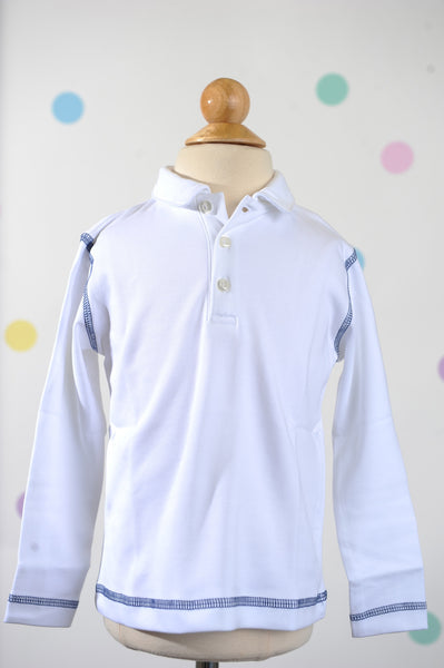 Longsleeve Polo with Navy Stitching